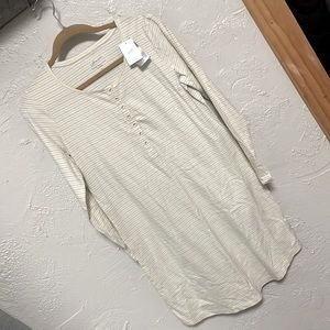 J. Jill Striped Henley Sleep Shirt / Gown